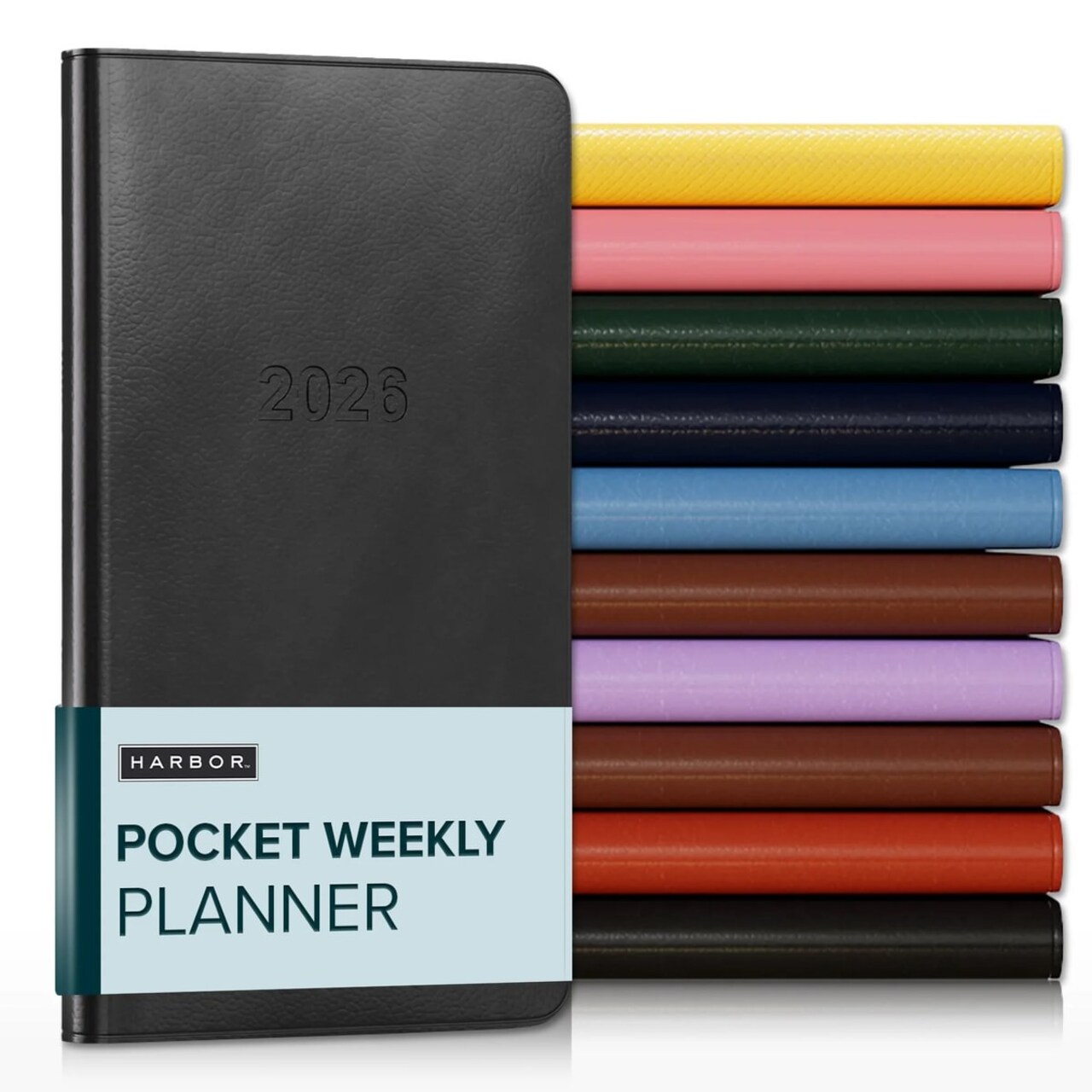Harbor Pocket Weekly Planner 2026 - Calendar Planner and Notebook, Durable Faux Leather, 192 Pages, Softcover & Book Bound - 6 x 3.25 "